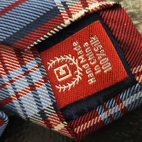 #265 Chaps Red & Blue Necktie Tie Silk - Picture 5 of 5